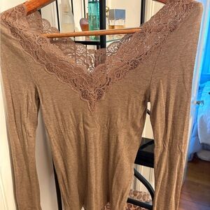 Ralph Lauren Black Label Brown Lace Camisole
